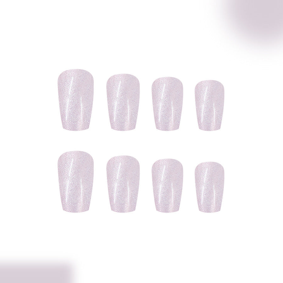 Whimsical Dream Press On Nail Set Medium Coffin Soft Pink Glitter Finish