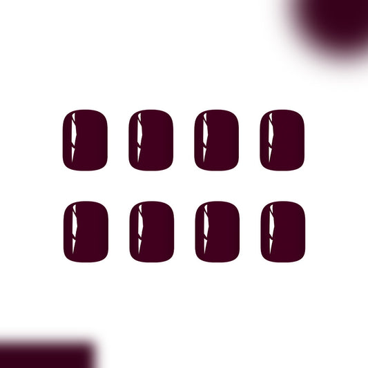 Elegant Autumn Jewel Press On Nail Set in Short Square Bordeaux with High Gloss Finish