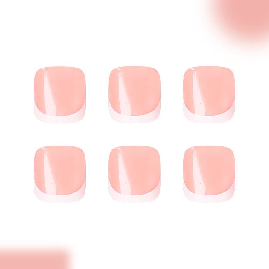 Blushing Elegance Short Square Short Pink Press-On Toenail Set with Glossy Finish and Salon Quality Look