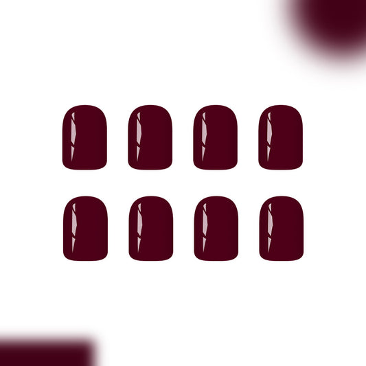 Elegant Evening Glossy Short Square Burgundy Press-On Nail Set with Superior Shine