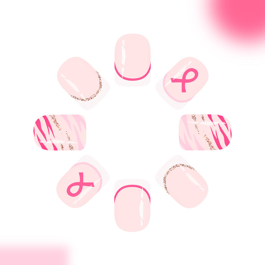 Chic Rose Petal Short Square Shaped Light Pink Nails with Glitter Accents