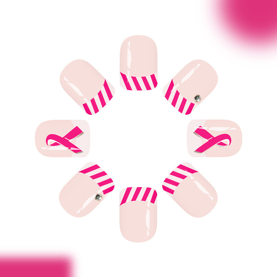 Empowered Elegance Short Square Pink with Glitter Accent Nail Set