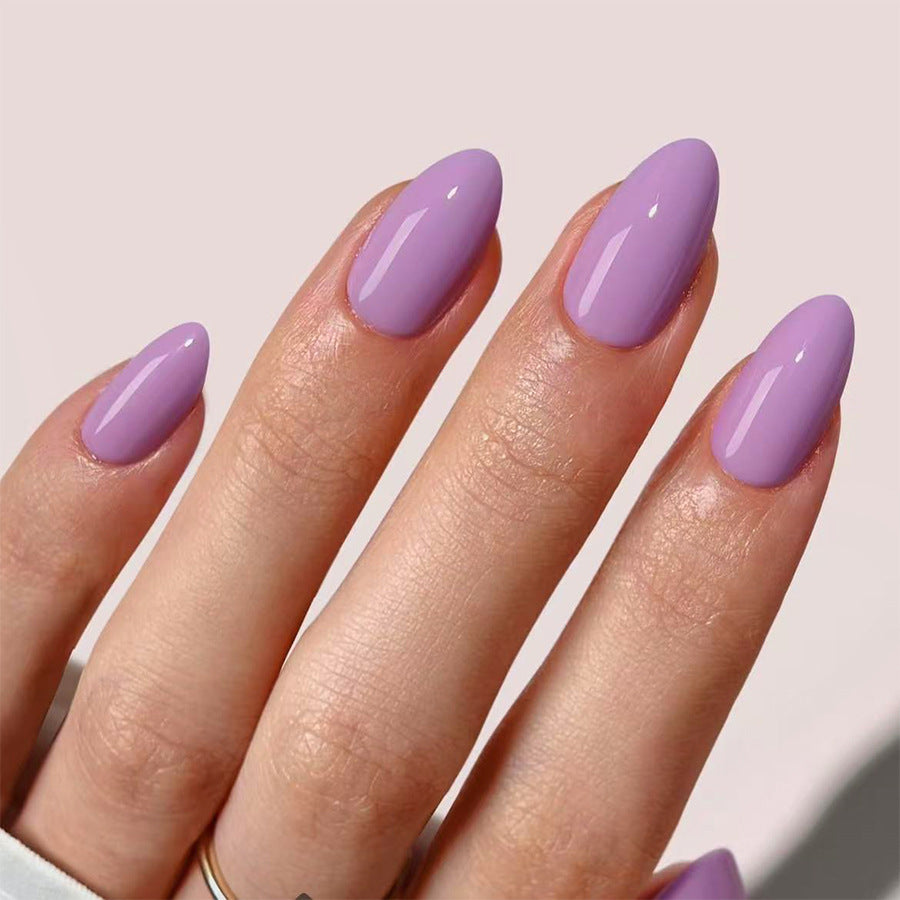 Enchanting Lilac Oval Shaped Long Lasting Glossy Press On Nail Set