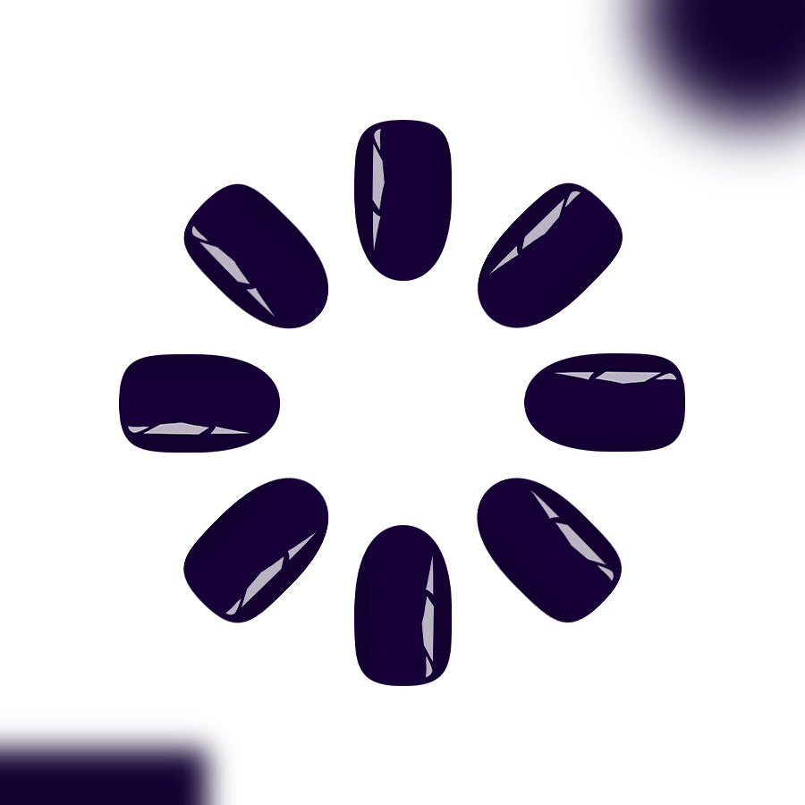 Mystical Midnight Long Oval Deep Purple Glossy Press On Nail Set