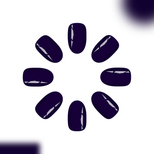Mystical Midnight Long Oval Deep Purple Glossy Press On Nail Set