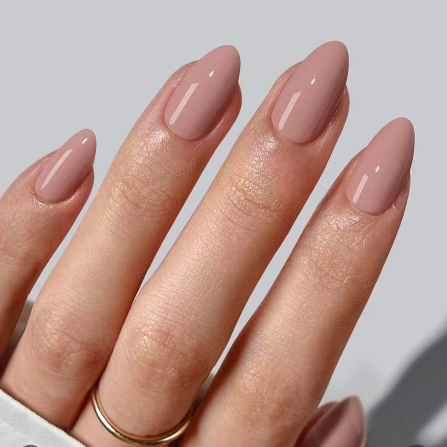 Elegant Enchantment Medium Oval Shaped Soft Blush Color Brilliant Shine Press On Nail Set