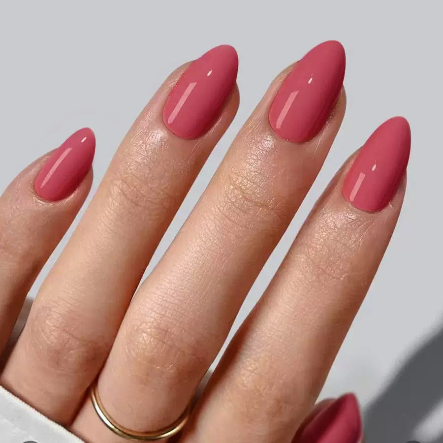 Chic Elegance Medium Oval Blush Pink High Shine Press On Nail Set