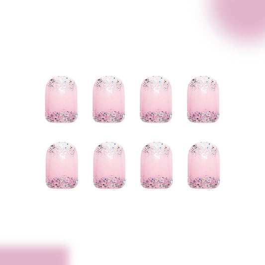 Glistening Dreamland Short Square Pink Glitter Ombre Press-On Nail Set