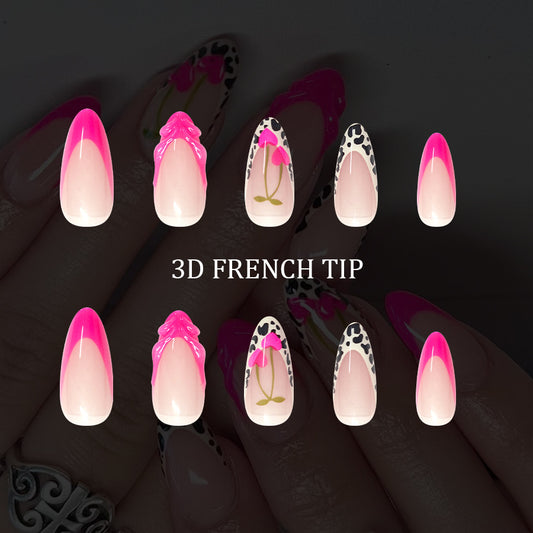 Tropical Vibes Long Almond Pink Ombre with Chic Floral Designs Press On Nail Set