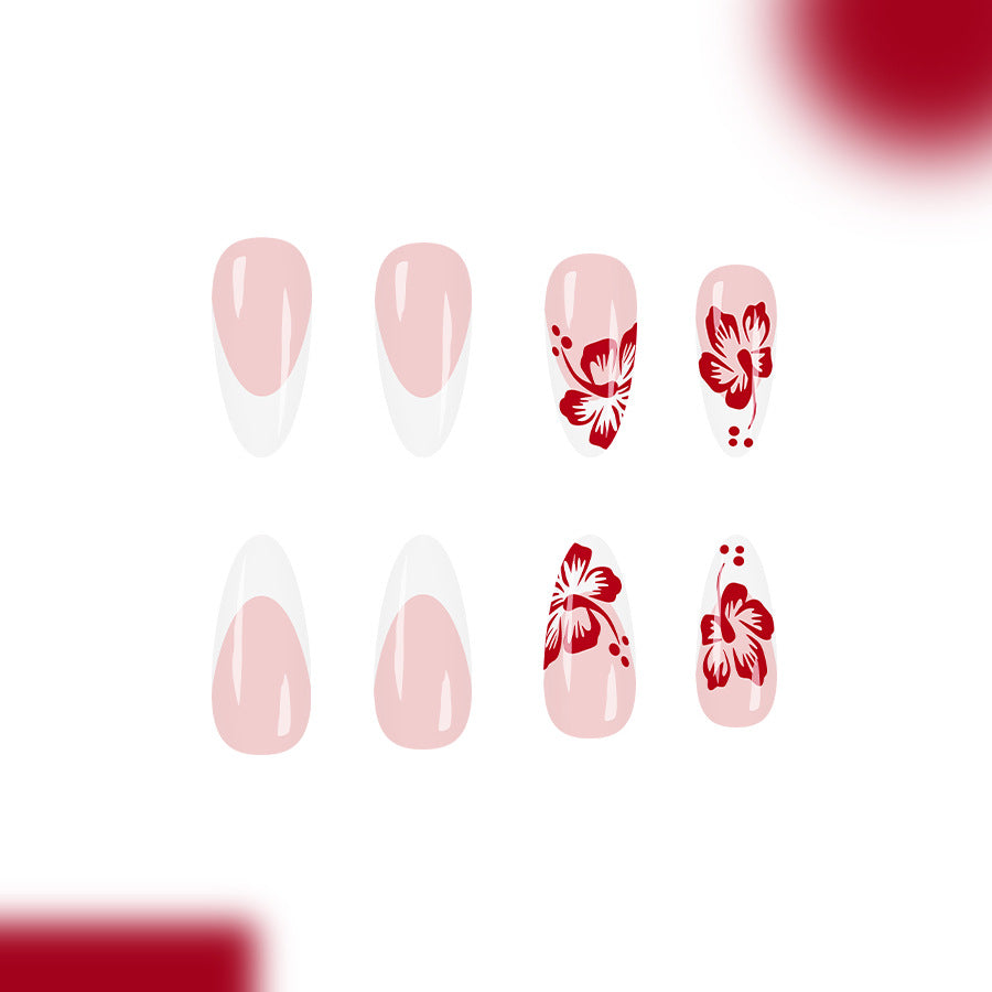 Tropical Paradise Long Almond Pink and White Floral Press On Nail Set