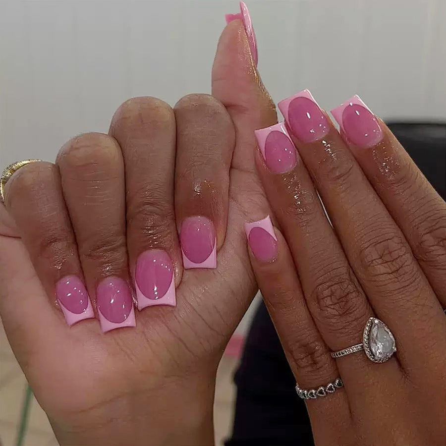 Chic Blossom Square Press On Nails in Short Square Elegant Pink with Unique Geometric Design