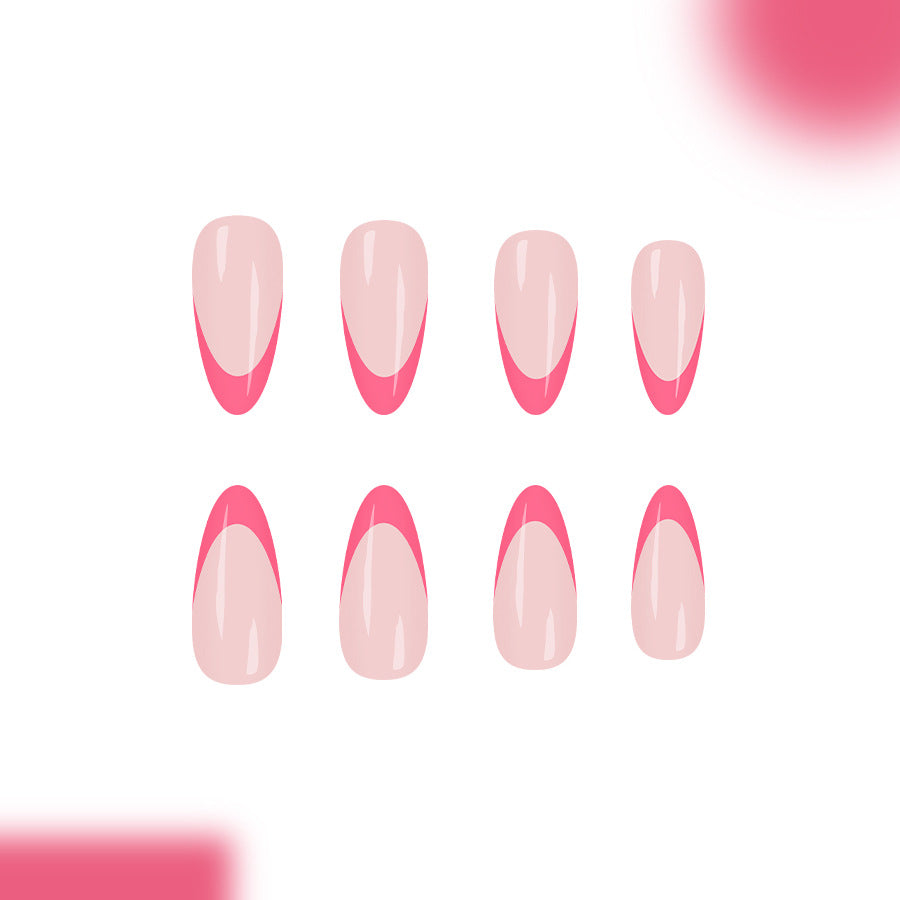 Chic Glamour Long Almond Pink Two Tone Press On Nail Set
