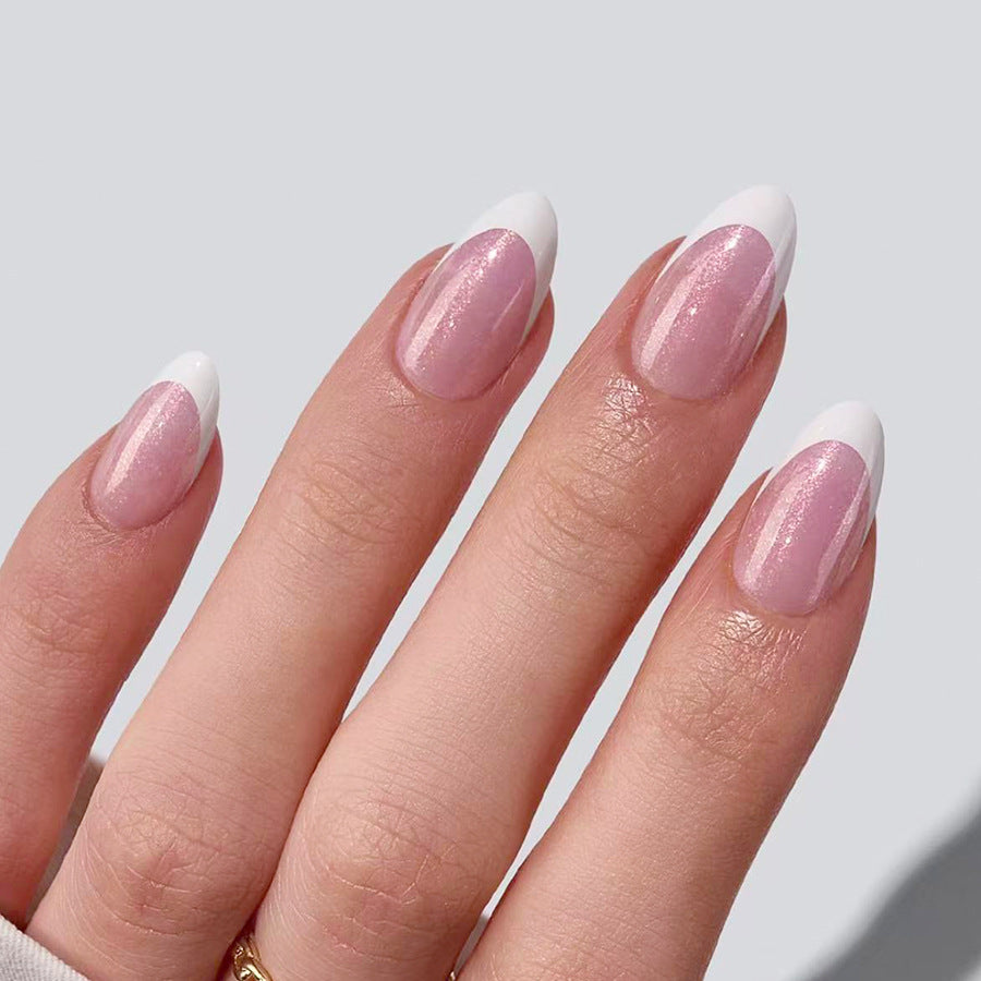 Chic Elegance Medium Almond Blush Pink with Sparkling Finish Press on Nail Set