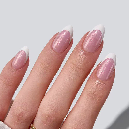 Chic Elegance Medium Almond Blush Pink with Sparkling Finish Press on Nail Set