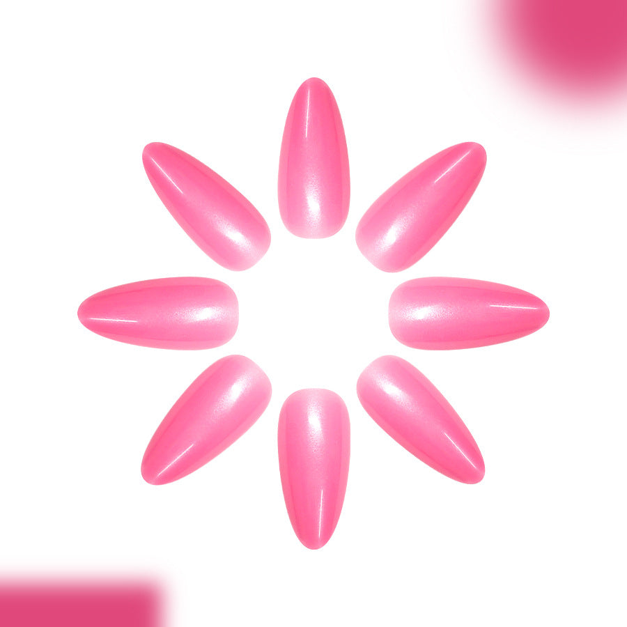 Playful Pink Elegance Long Almond Shape Glossy Finish Press On Nail Set