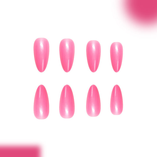 Charming Garden Blossom Long Almond Shimmering Pink Press On Nail Set