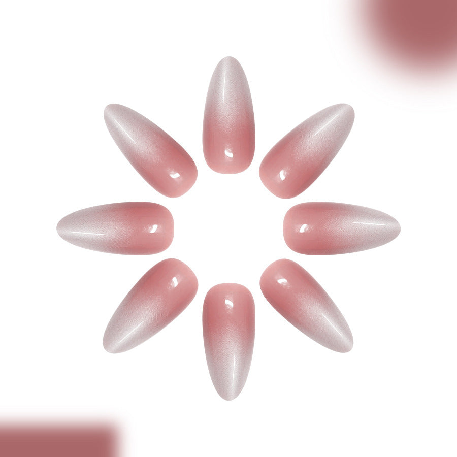Blossom Dream Long Almond Pink Iridescent Press On Nail Set with Shimmering Finish