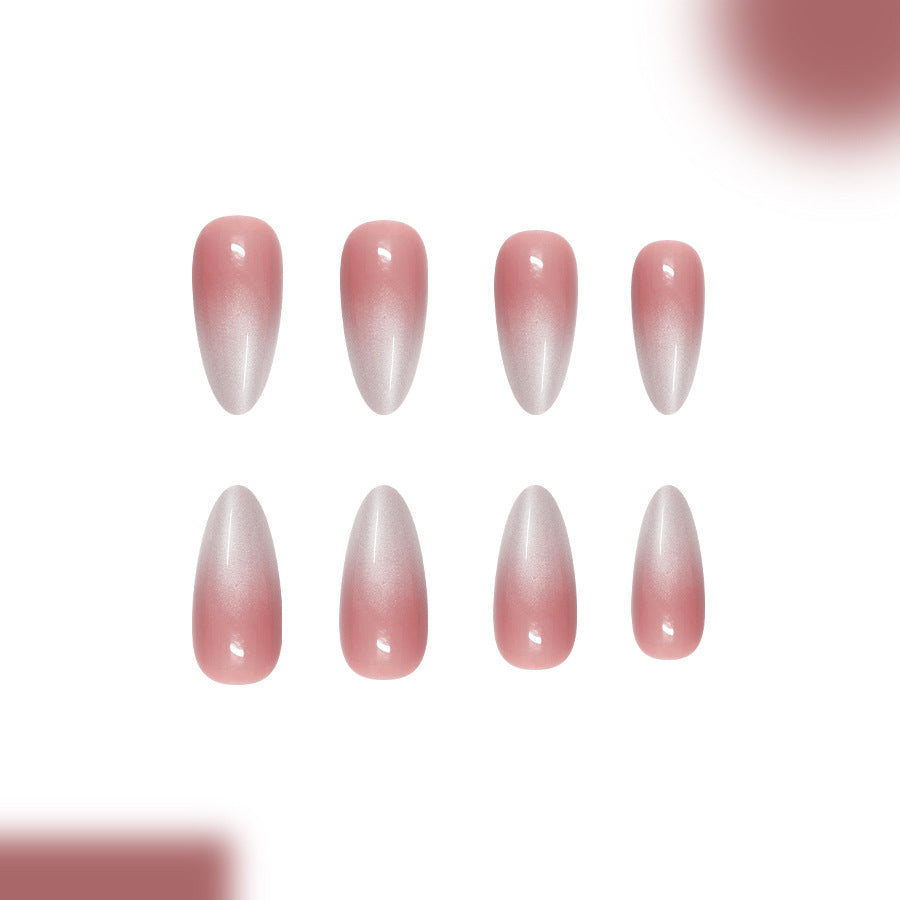Blossom Dreams Long Almond Pink Gradient Press-On Nail Set with a Whisper of Shine