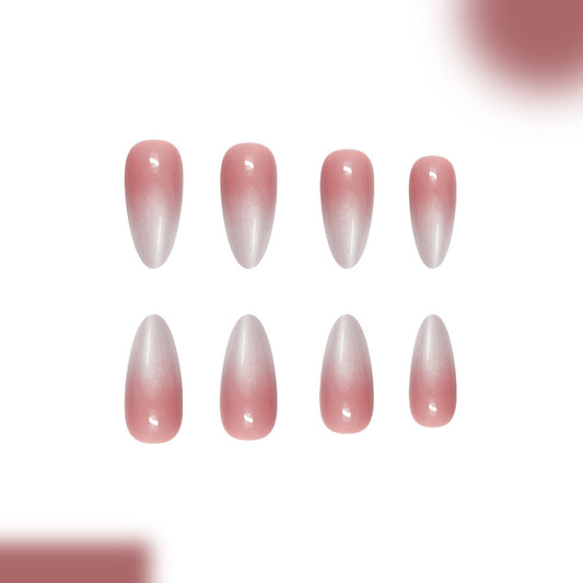 Blossom Dreams Long Almond Pink Gradient Press-On Nail Set with a Whisper of Shine