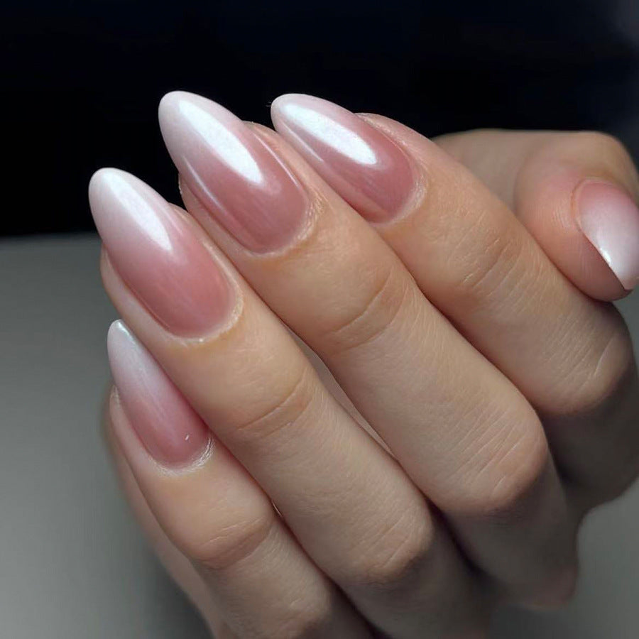 Dreamy Elegance Long Almond Shaped Pink Ombre Press On Nail Set with Glossy Finish
