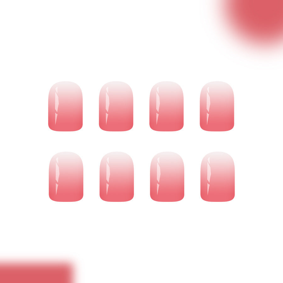 Blossom Delight Short Square Blush Gradient Press On Nail Set with Glossy Finish