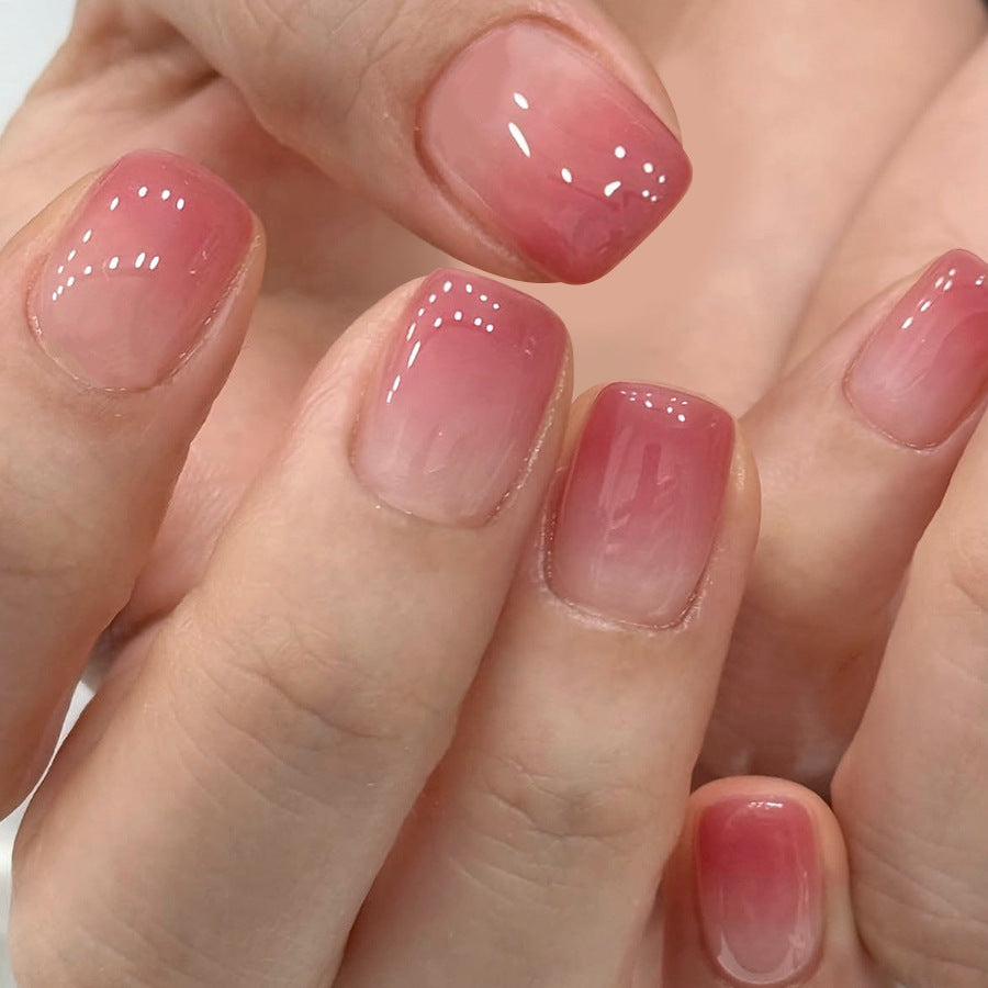 Dreamy Blossom Soft Short Square Pink Ombre Press On Nail Set with Glossy Finish