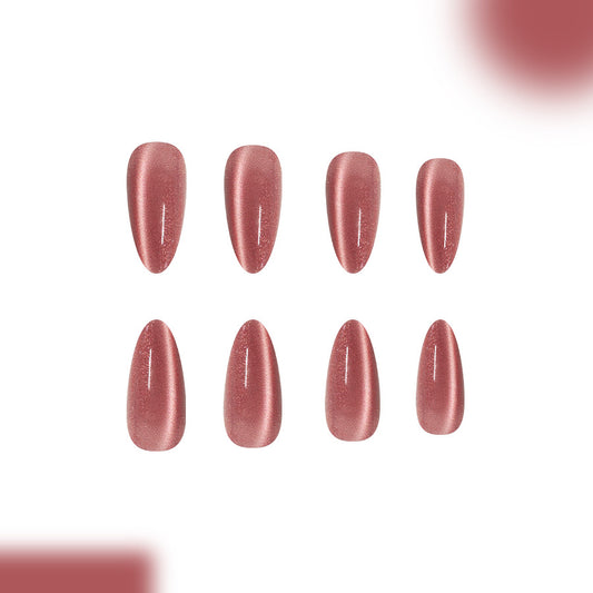 Chic Rose Elegance Long Almond Shaped Shimmering Mauve Press On Nail Set