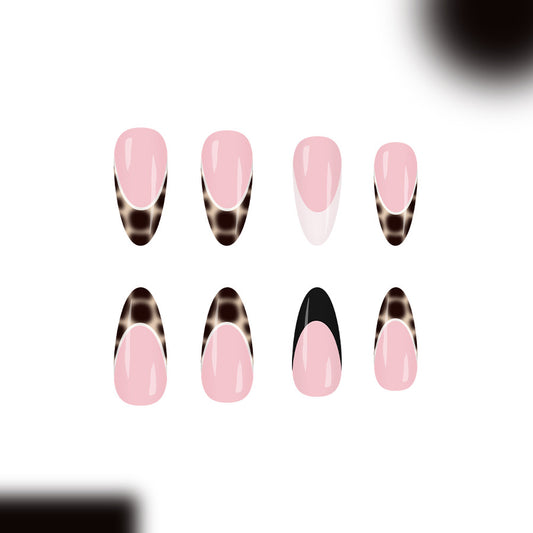 Savannah Safari Long Almond Pink and Brown Animal Print Multi-Textured Press-On Nail Set