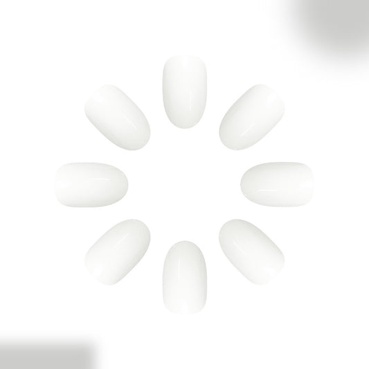 Chic Serenity Medium Oval Soft White Press On Nail Set with Glossy Finish