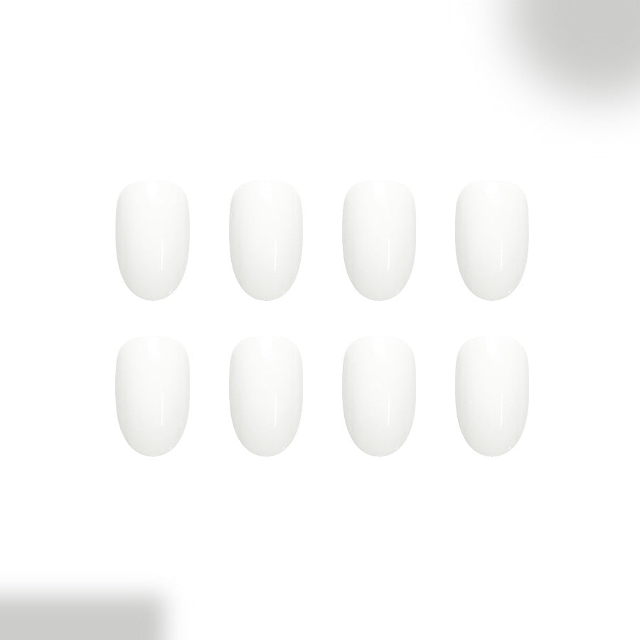 Whimsical White Medium Oval Durable Press On Nail Set
