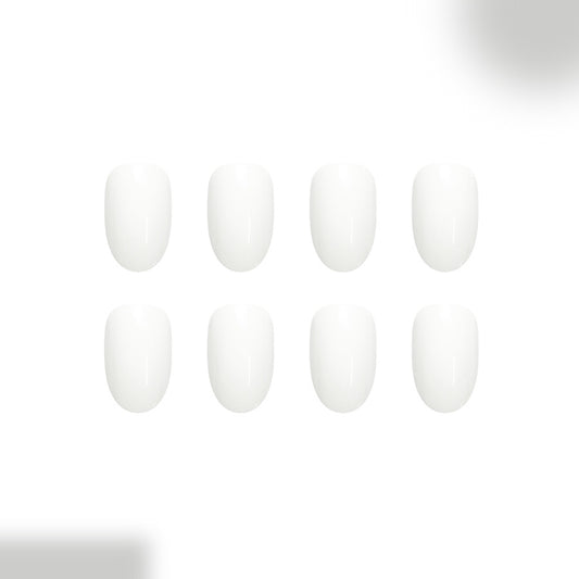 Whimsical White Medium Oval Durable Press On Nail Set