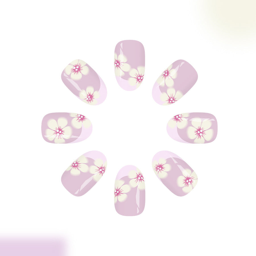 Blossom Bliss Medium Almond Pink Floral Press On Nail Set