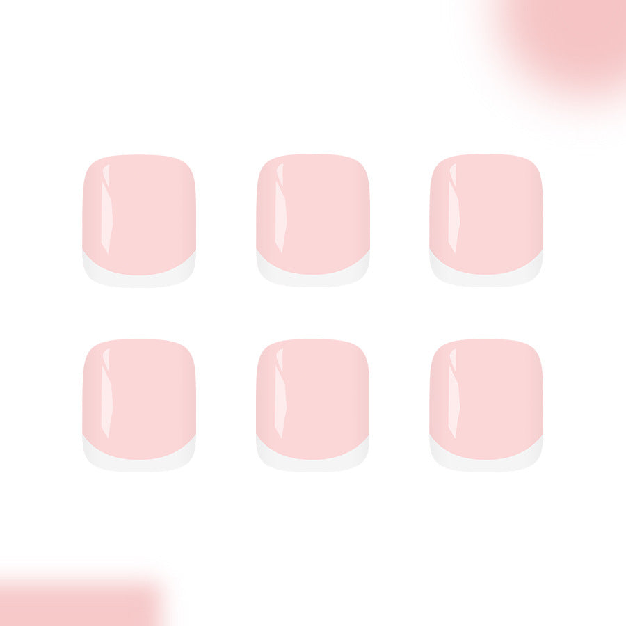 Gentle Blossom Cozy Short Square Soft Pink Glossy Press On Toenail Set