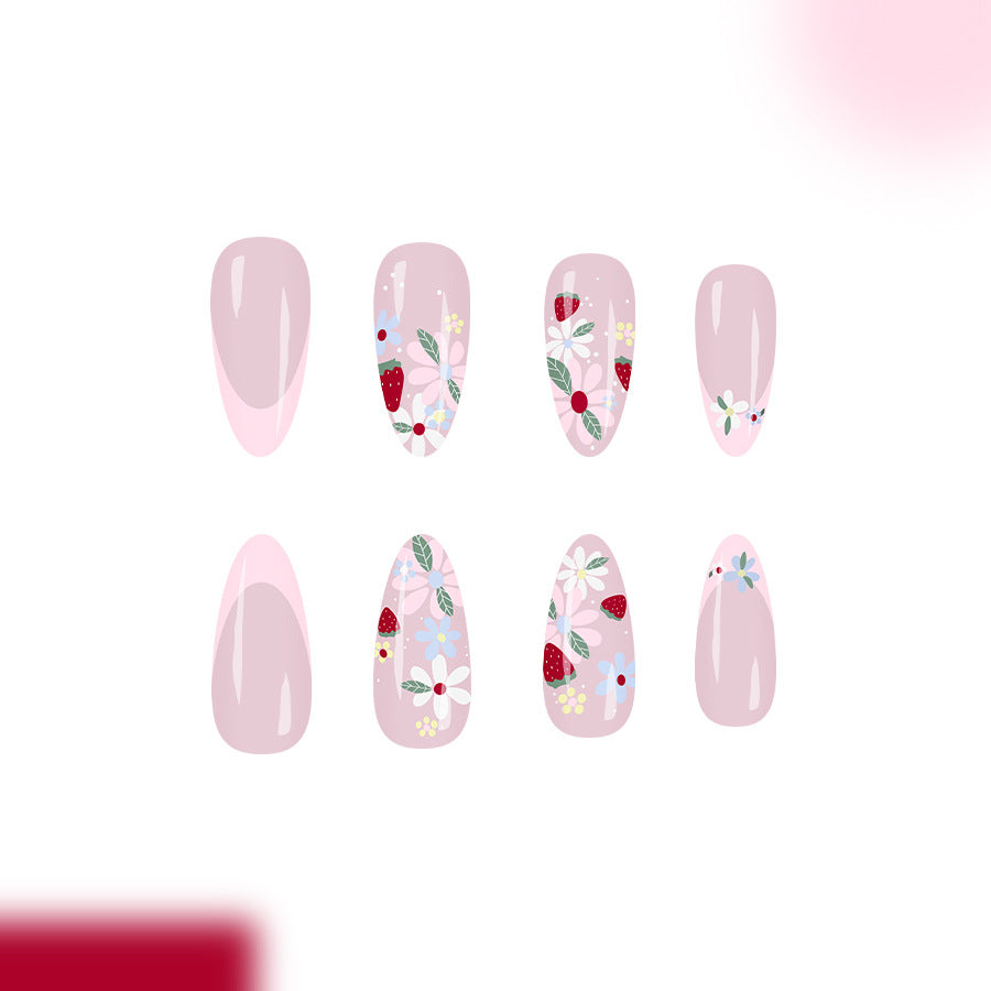 Blooming Garden Elegant Long Almond Pink Floral Press-On Nail Set