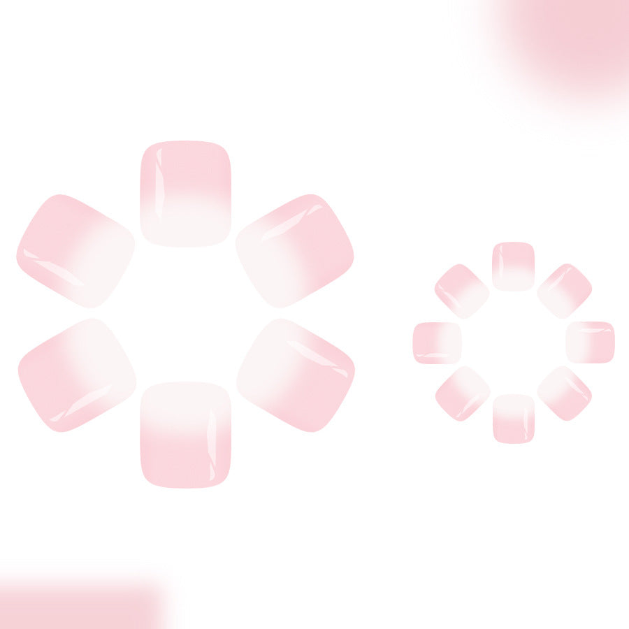 Blossom Fresh Square Short Pink Toenail Set with Iridescent Finish