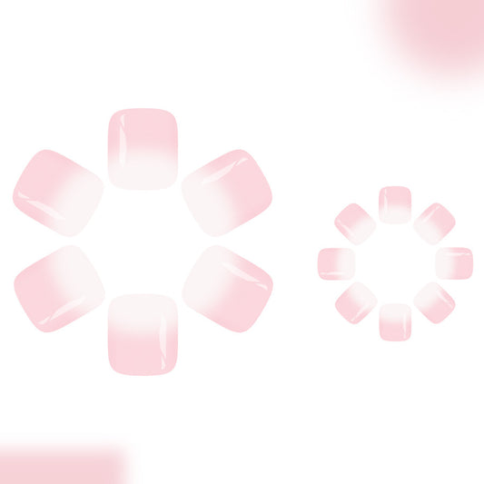 Blossom Fresh Square Short Pink Toenail Set with Iridescent Finish