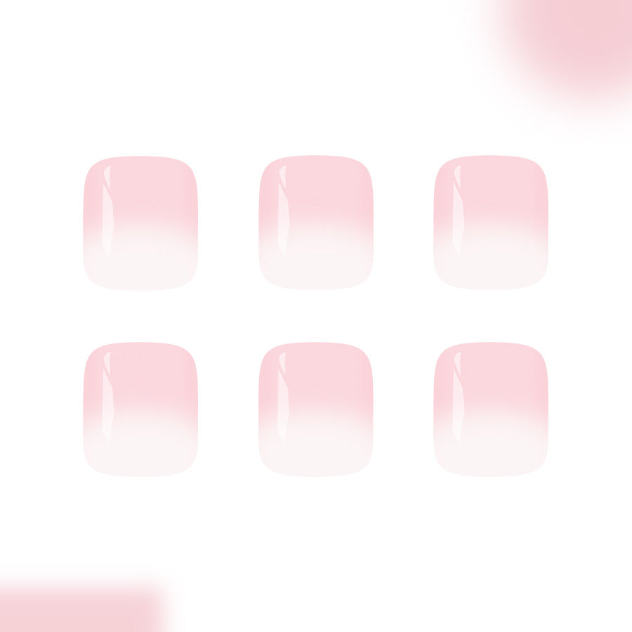 Blossom in Beauty Short Square Soft Pink Ombre Press-On Toenail Set with Glossy Finish