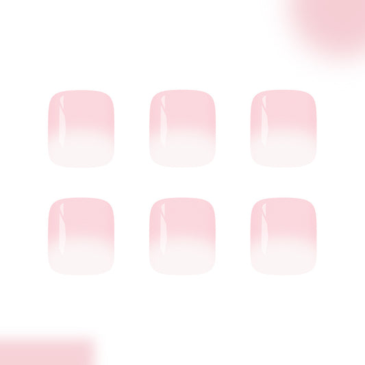 Blossom in Beauty Short Square Soft Pink Ombre Press-On Toenail Set with Glossy Finish