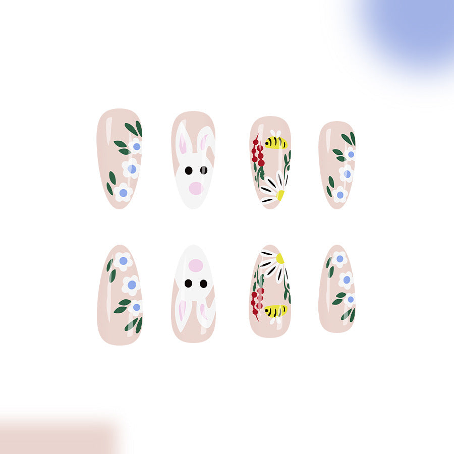 Whimsical Garden Pastel Long Almond Floral Design Press On Nail Set