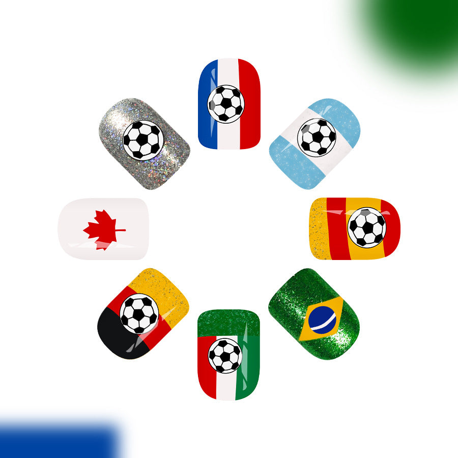 Soccer Fever Short Square Green Glitter Press-On Nail Set