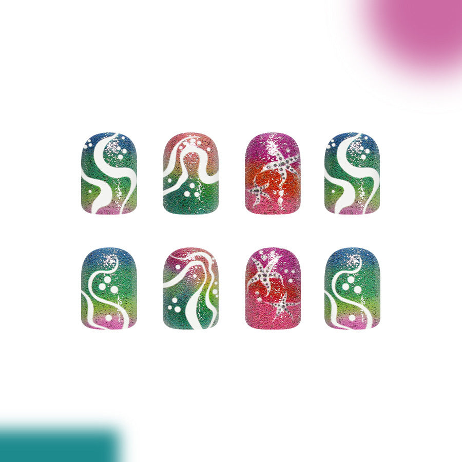 Cosmic Dream Short Square Multicolor Glitter Nail Set