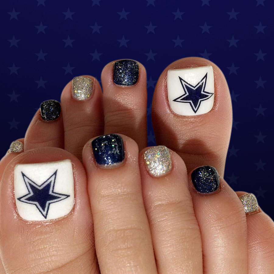 Starry Night Medium Square Navy Glitter Press On Toenail Set