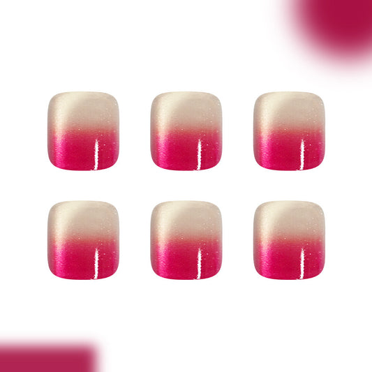 Chic Ombre Short Square Glossy Finish Press On Toenail Set
