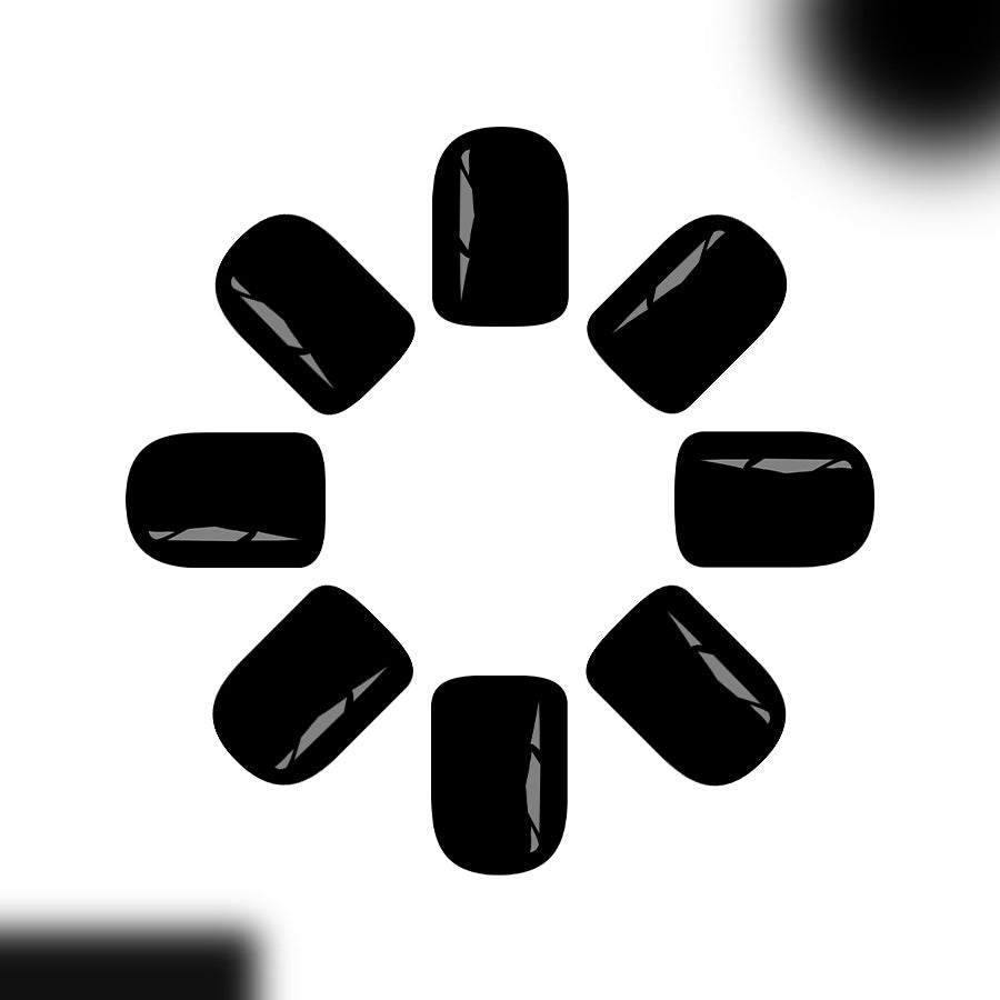 Elegant Midnight Glamour Short Square Black Glossy Press On Nail Set