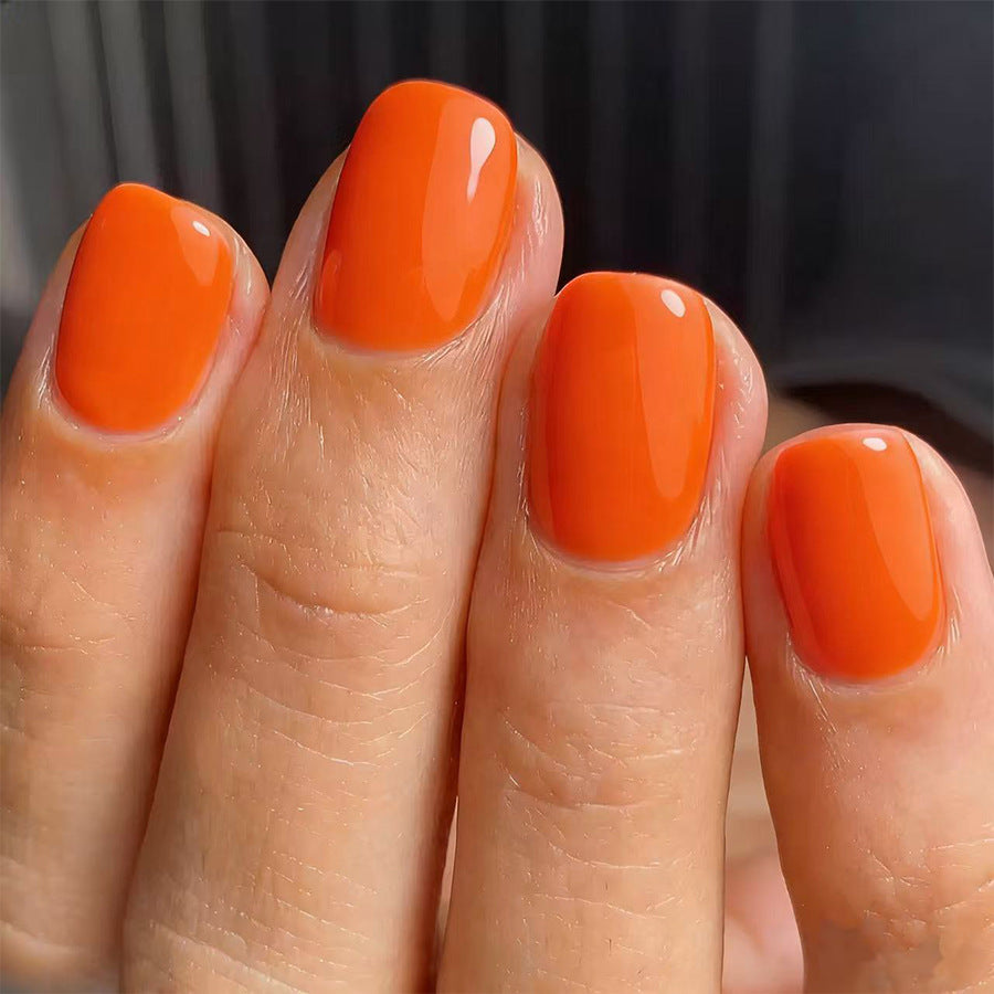 Vibrant Summer Vibes Short Square Orange Glossy Nail Set