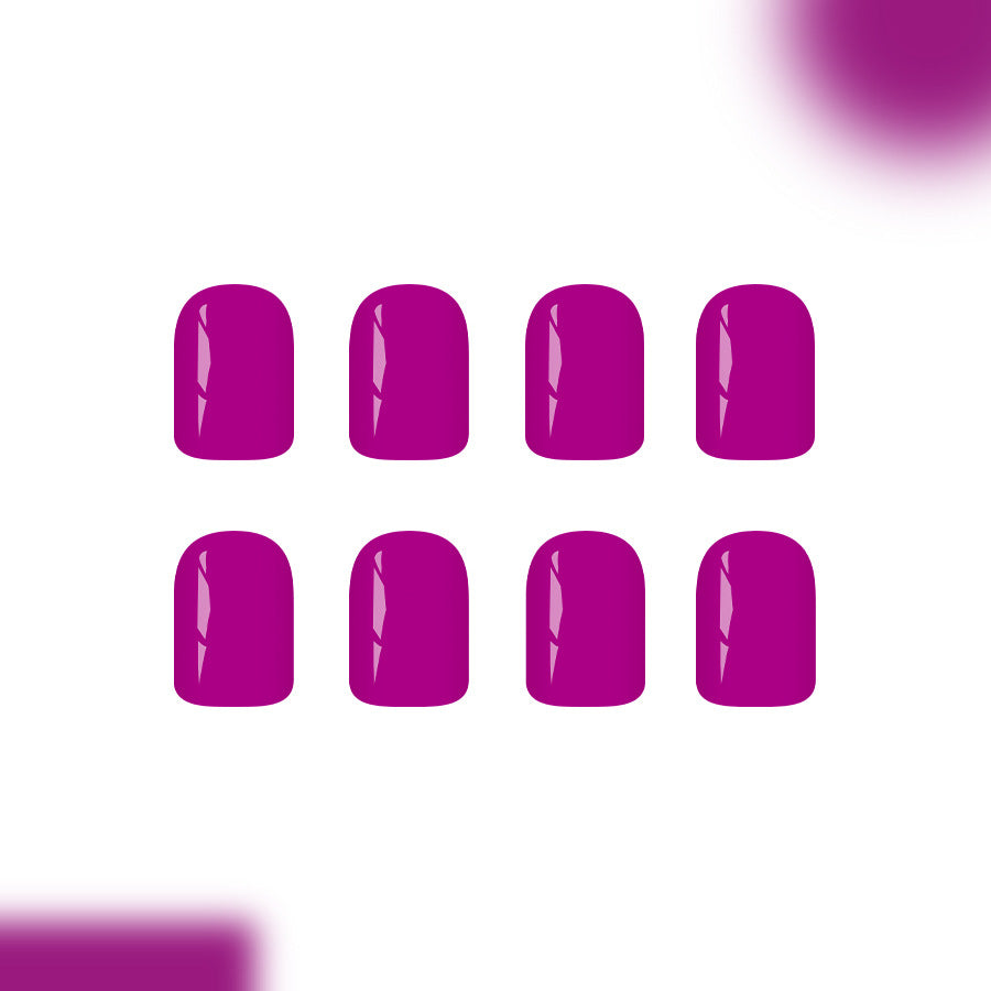 Vibrant Fairy Tail Short Square Fuchsia Glossy Press On Nail Set