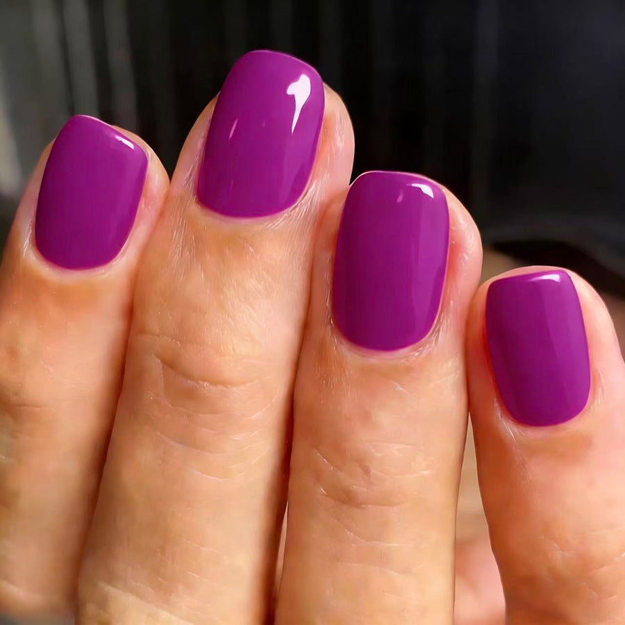 Vibrant Elegance Short Square Purple Glossy Press-On Nail Set