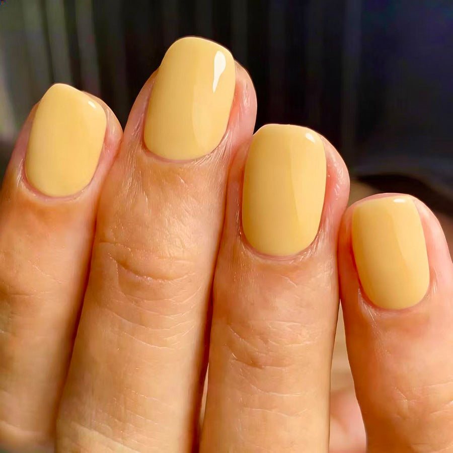 Sunny Delight Short Square Yellow Glossy Press On Nail Set