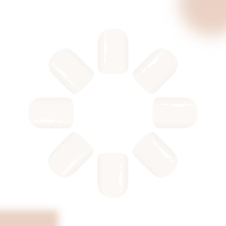 Elegant Dream Short Square White Glossy Press On Nail Set