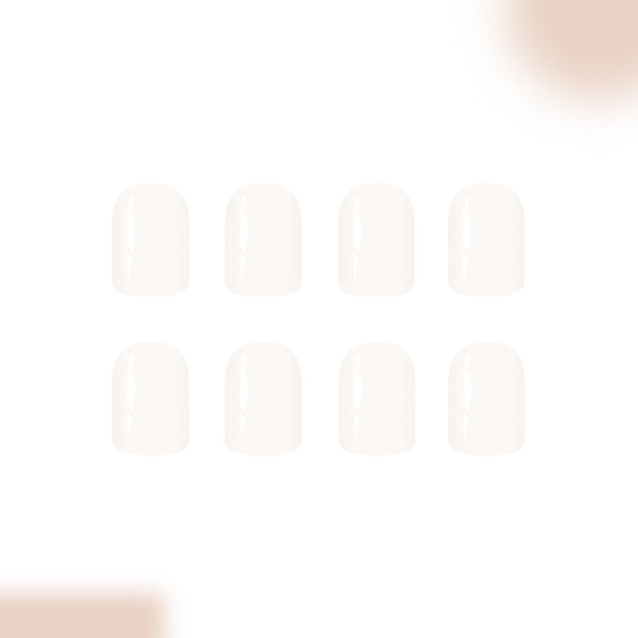 Elegant Serenity Short Square White Glossy Press On Nail Set